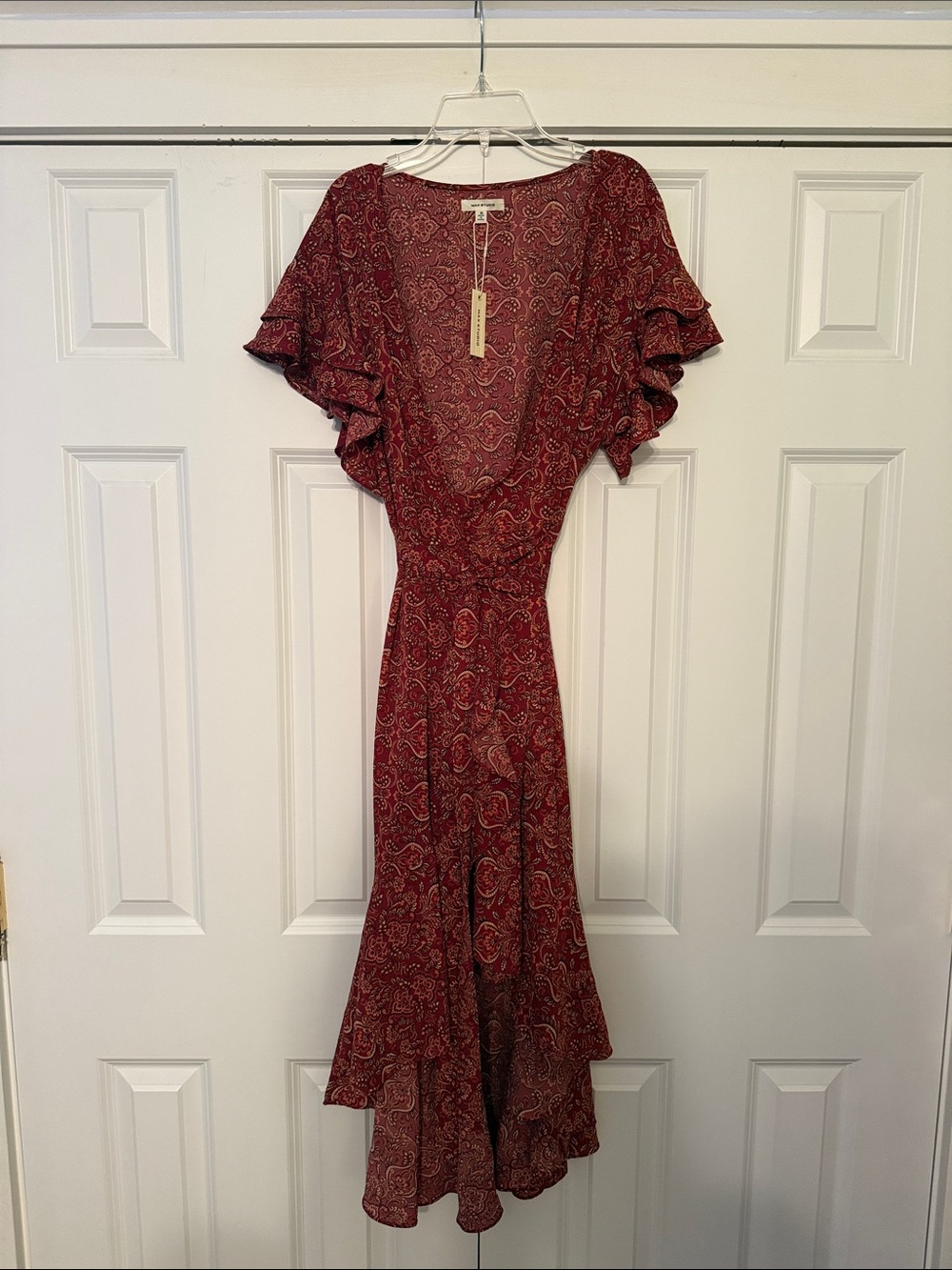 ⭐️ Max Studio Ruffle Crepe High/Low Wrap Midi Dress